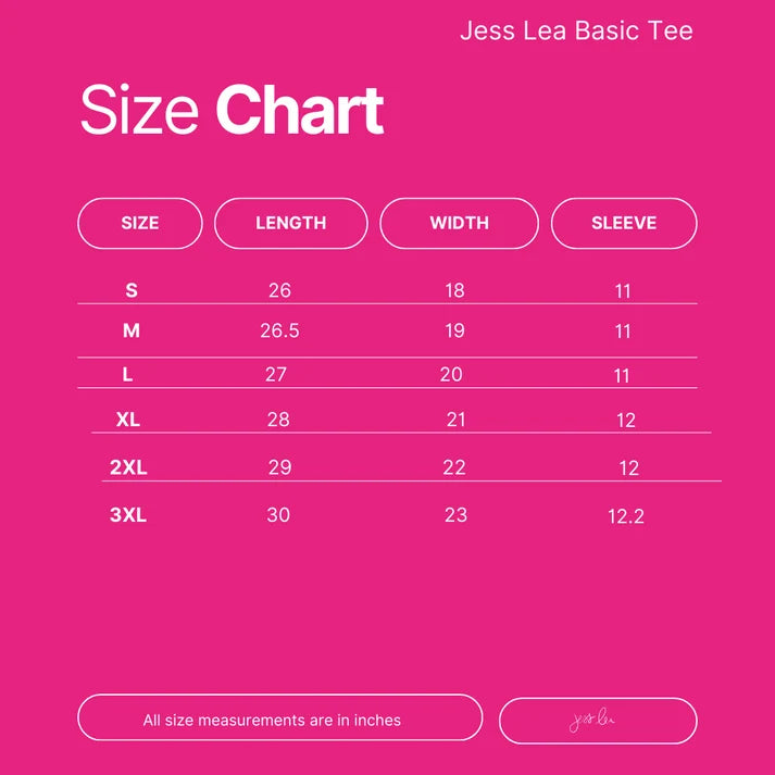 Basic Tee Size Chart