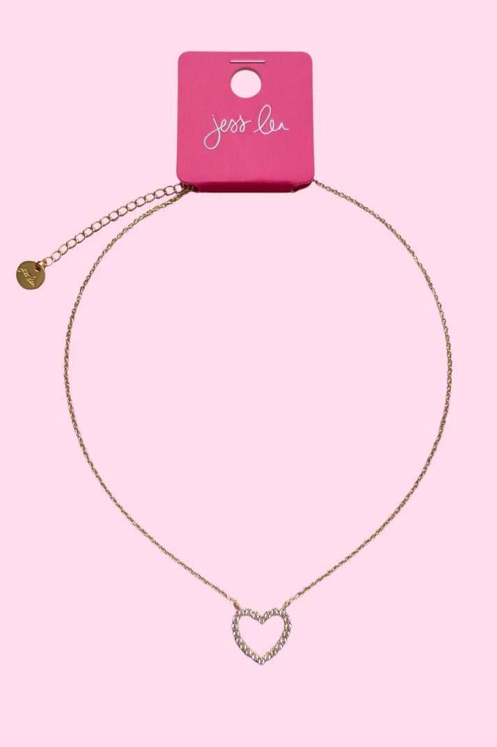A gold chain with a single heart at the center.