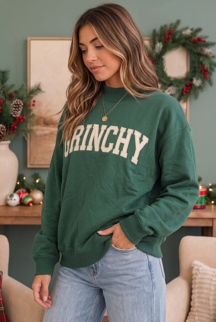 Grinchy Vibes Only Oversized Holiday Sweatshirt - Nikki &amp; Co. Boutique