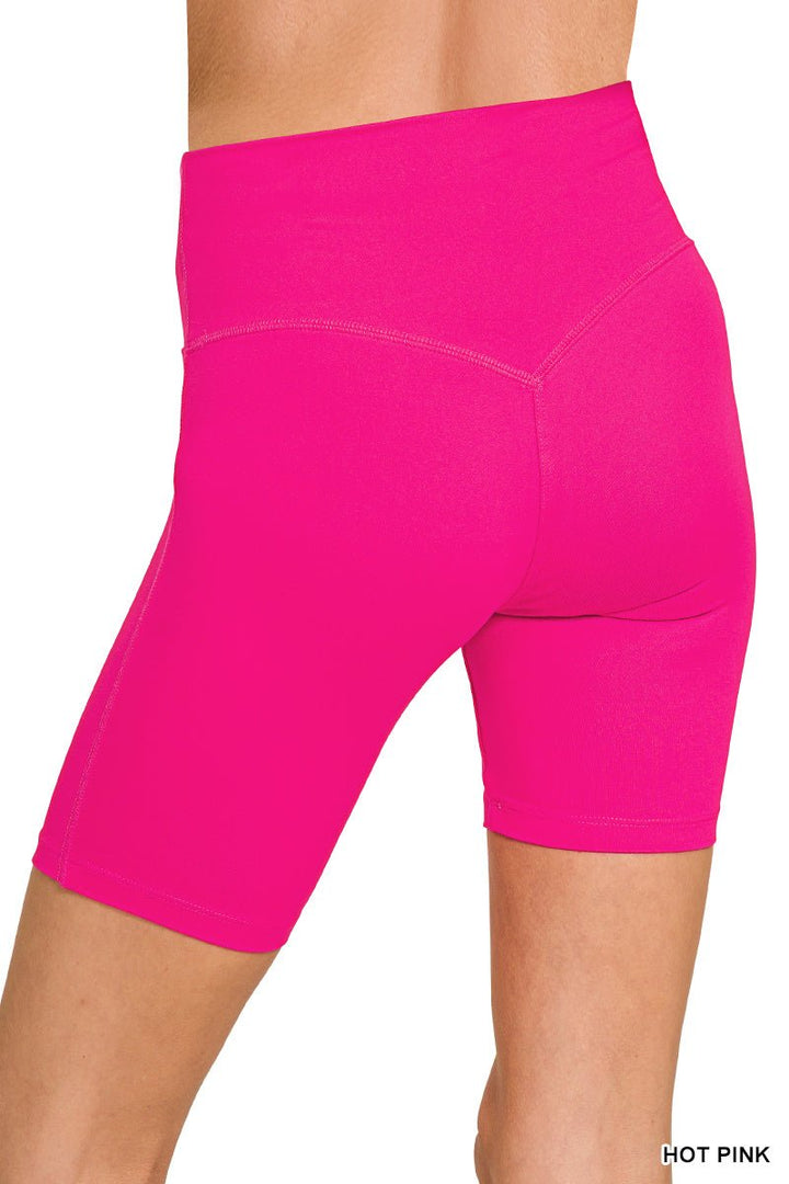 Brushed Microfiber Wide Waistband Biker Shorts (NP) | Nikki &amp; Co. Boutique