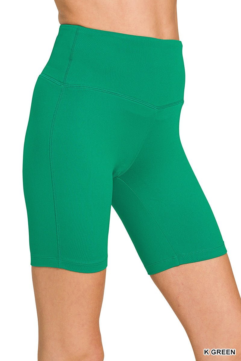 Brushed Microfiber Wide Waistband Biker Shorts (NP) | Nikki &amp; Co. Boutique