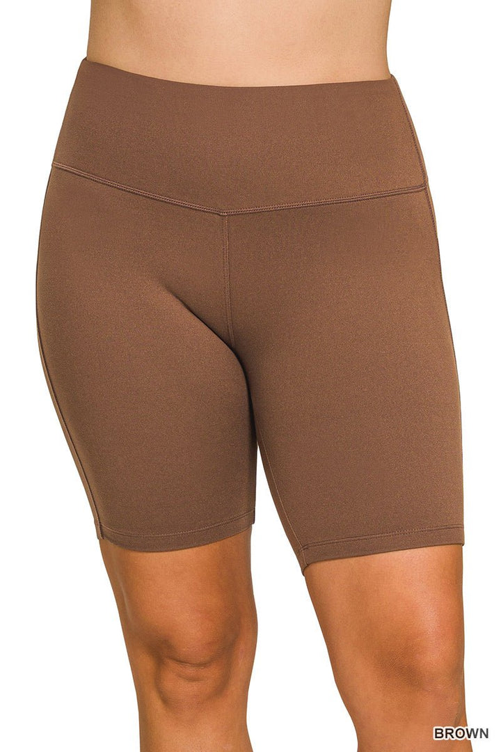 Brushed Microfiber Wide Waistband Biker Shorts (NP) | Nikki &amp; Co. Boutique