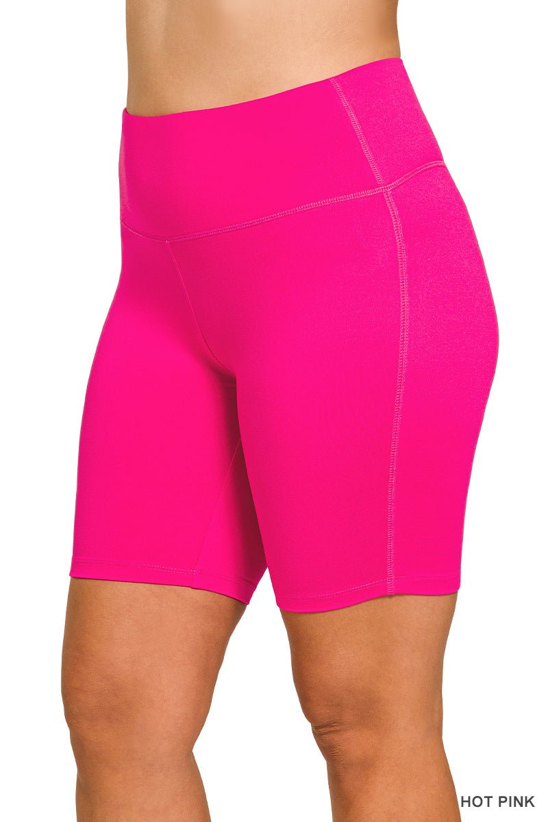 Brushed Microfiber Wide Waistband Biker Shorts (NP) | Nikki & Co. Boutique
