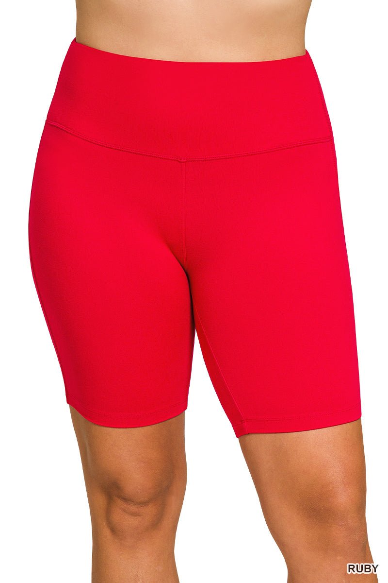 Brushed Microfiber Wide Waistband Biker Shorts (NP) | Nikki &amp; Co. Boutique