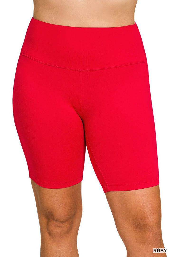 Brushed Microfiber Wide Waistband Biker Shorts (NP) | Nikki &amp; Co. Boutique