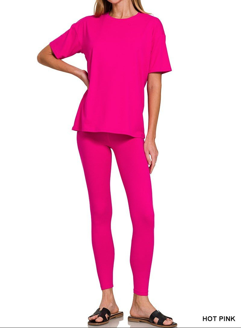 Zenana - (NP) - Short Sleeve Microfiber Set, 17 colors! - Nikki and Co Boutique