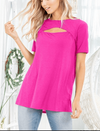 Heimish - (NP) Short Sleeve, long length peekaboo top - Nikki and Co Boutique