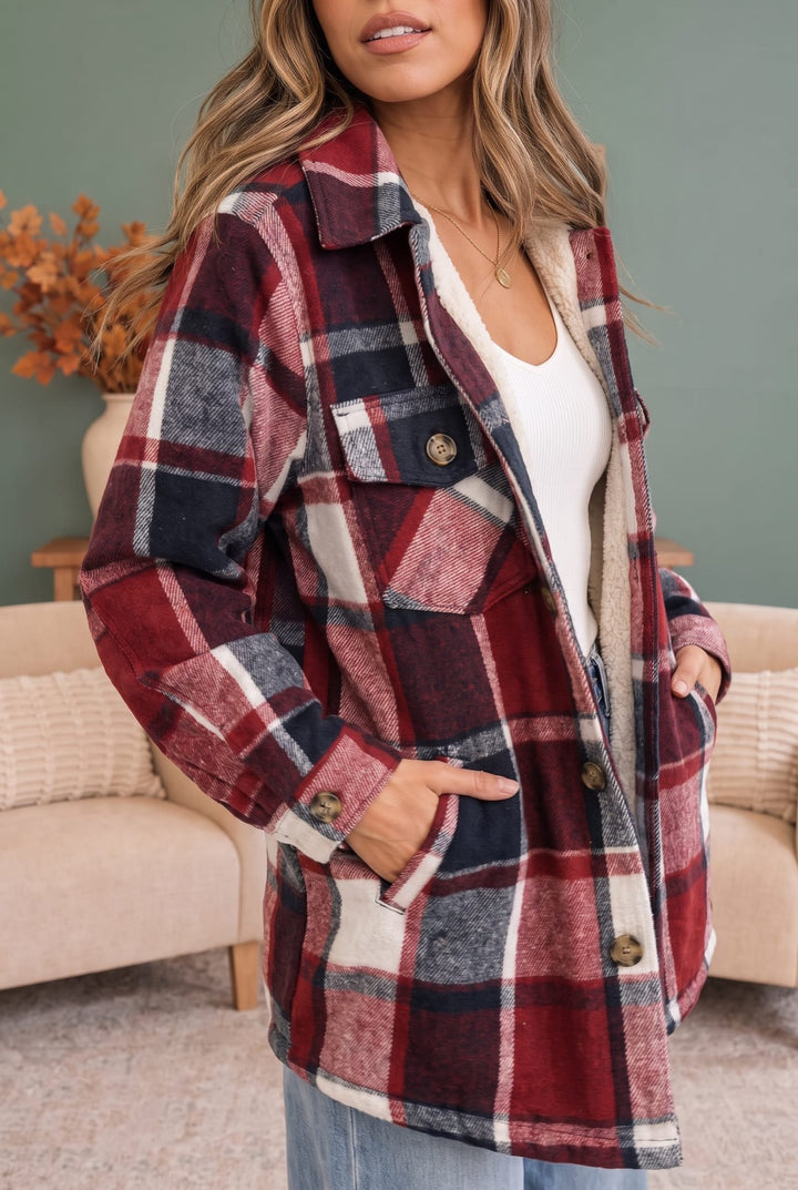 Cozy Cabin Vibes Sherpa Lined Flannel Shacket - Nikki &amp; Co. Boutique