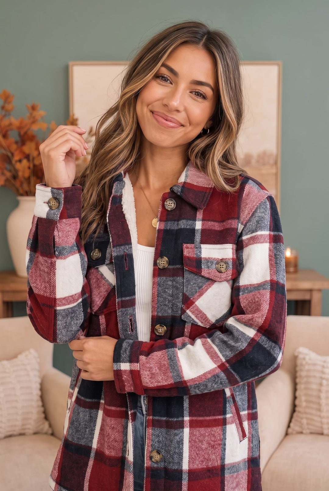 Cozy Cabin Vibes Sherpa Lined Flannel Shacket - Nikki &amp; Co. Boutique