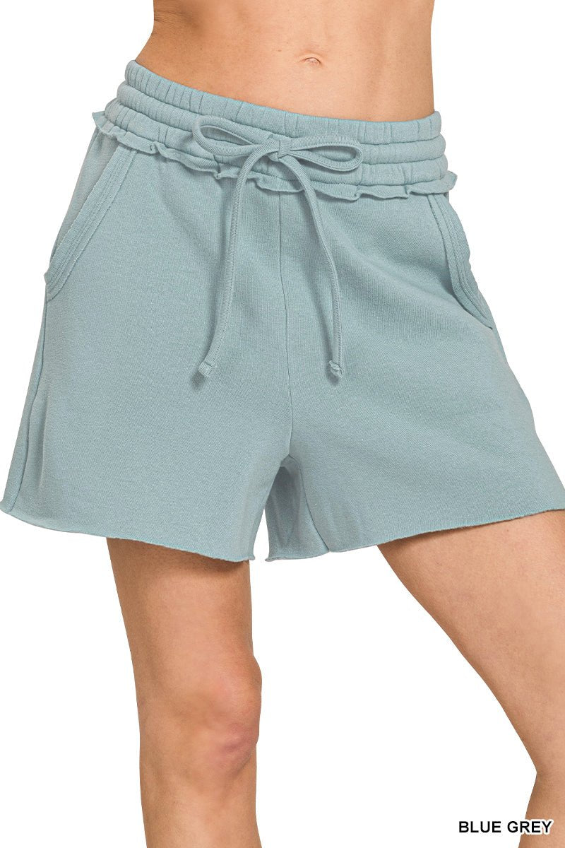 Fleece Raw Hem Shorts with Draw String (NP) | Nikki &amp; Co. Boutique