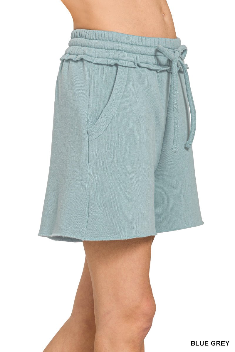 Fleece Raw Hem Shorts with Draw String (NP) | Nikki &amp; Co. Boutique