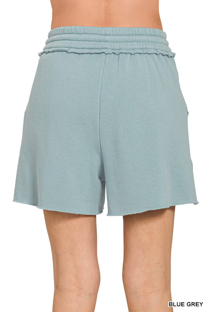 Fleece Raw Hem Shorts with Draw String (NP) | Nikki &amp; Co. Boutique