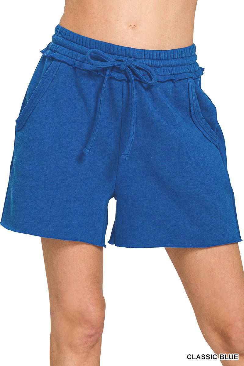 Fleece Raw Hem Shorts with Draw String (NP) | Nikki &amp; Co. Boutique
