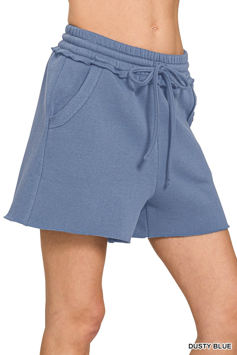 Fleece Raw Hem Shorts with Draw String (NP) | Nikki &amp; Co. Boutique