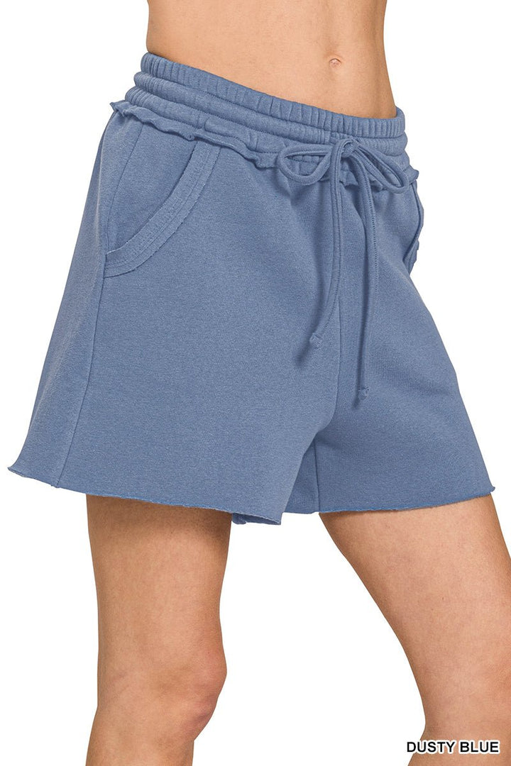 Fleece Raw Hem Shorts with Draw String (NP) | Nikki &amp; Co. Boutique