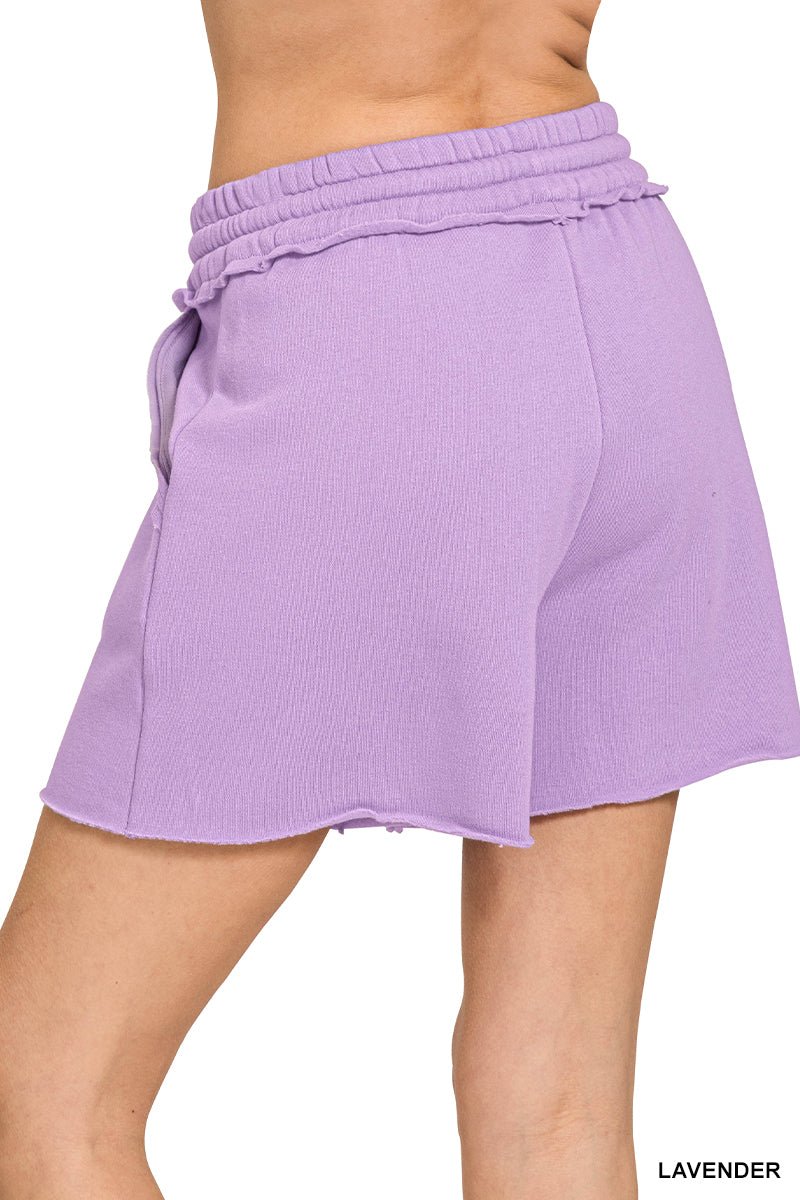 Fleece Raw Hem Shorts with Draw String (NP) | Nikki &amp; Co. Boutique