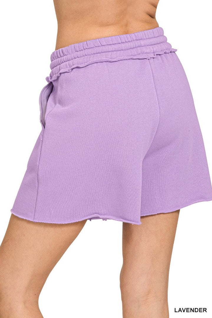 Fleece Raw Hem Shorts with Draw String (NP) | Nikki &amp; Co. Boutique
