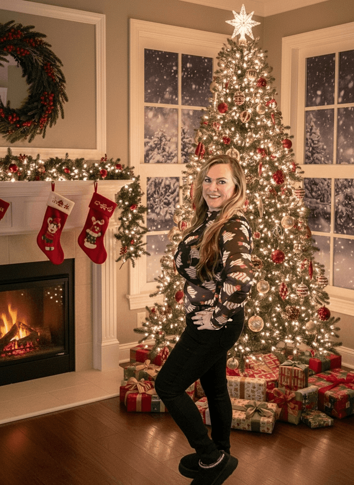 Mesh Bow Christmas Treats Top (NP) - Nikki &amp; Co. Boutique