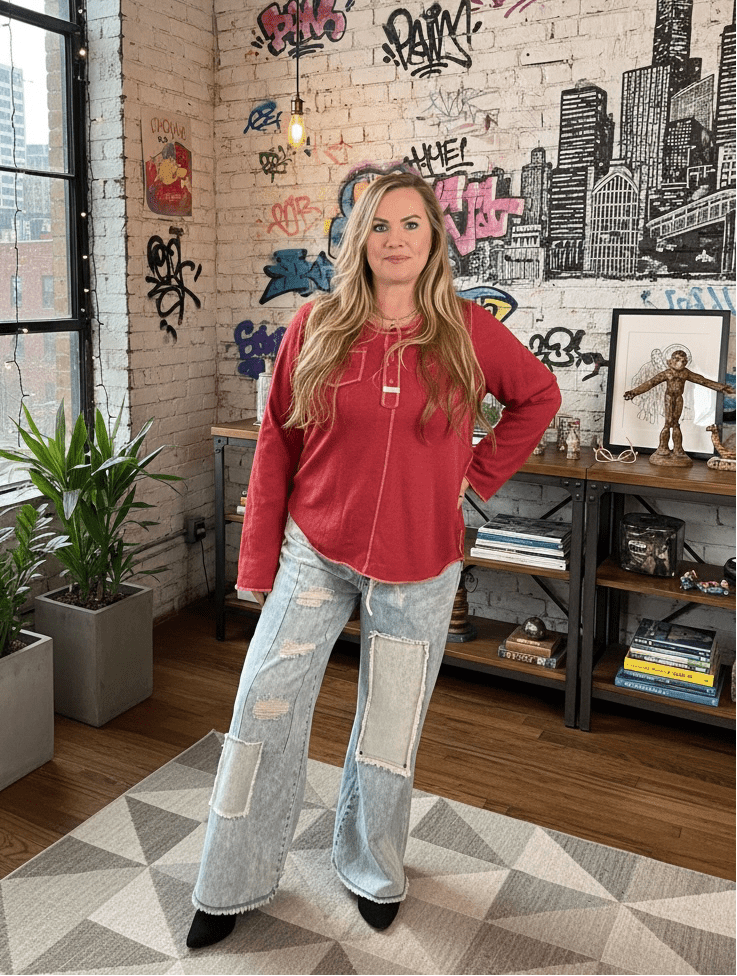 POL (NP) - Boho Pants with Patches, 2 Colors - Nikki and Co Boutique