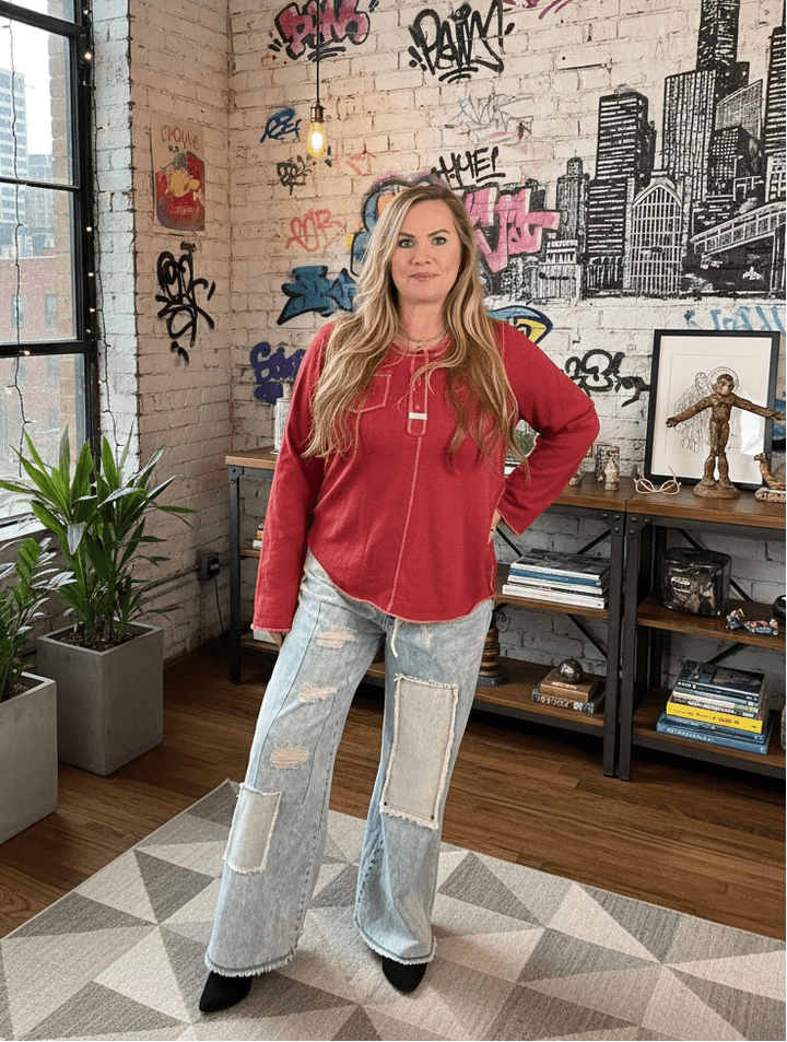 POL (NP) - Boho Pants with Patches, 2 Colors | Nikki &amp; Co. Boutique