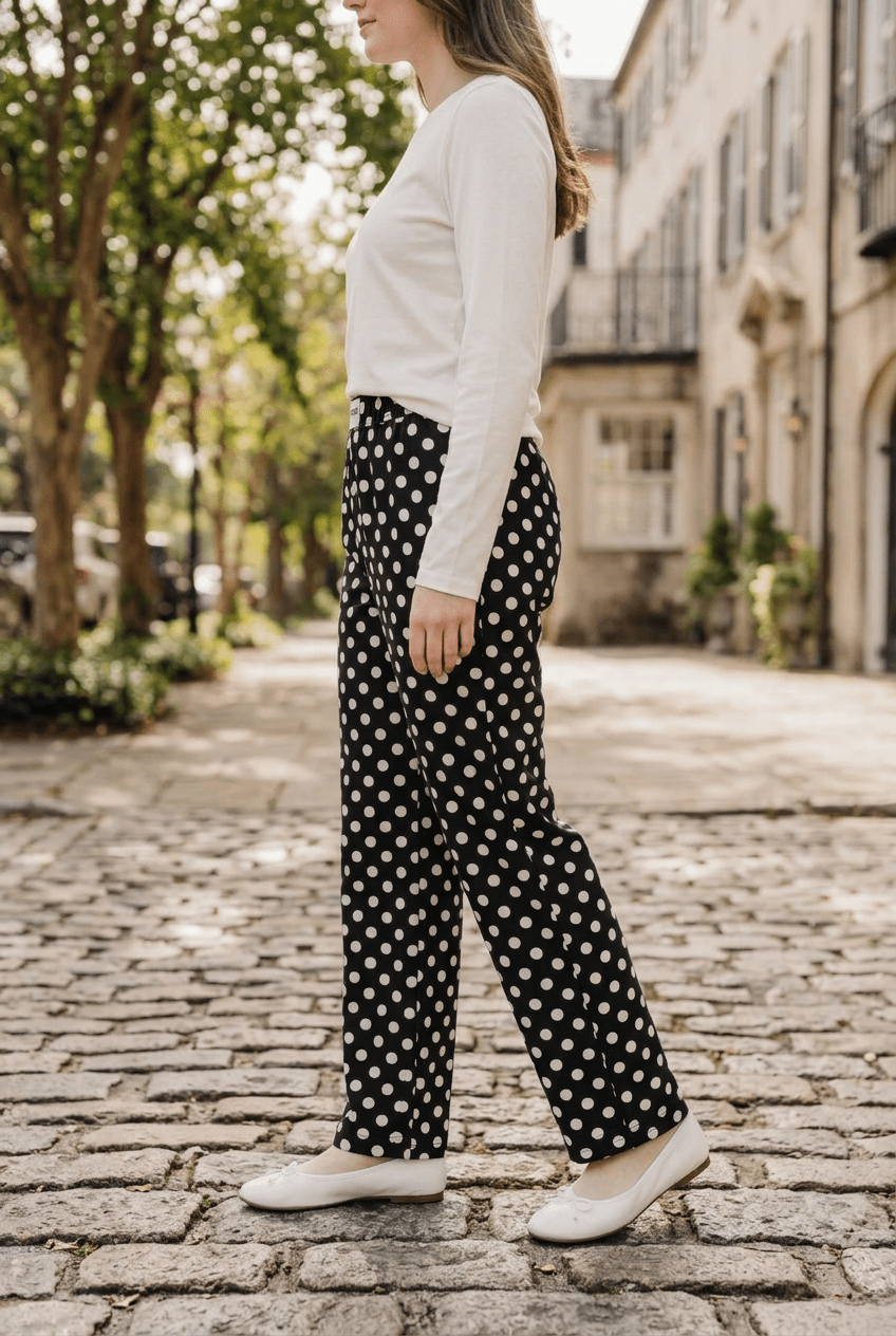 Katydid - Black pants with white polka dots (NP) - Nikki &amp; Co. Boutique