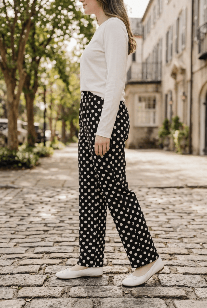 Katydid - Black pants with white polka dots (NP) - Nikki &amp; Co. Boutique