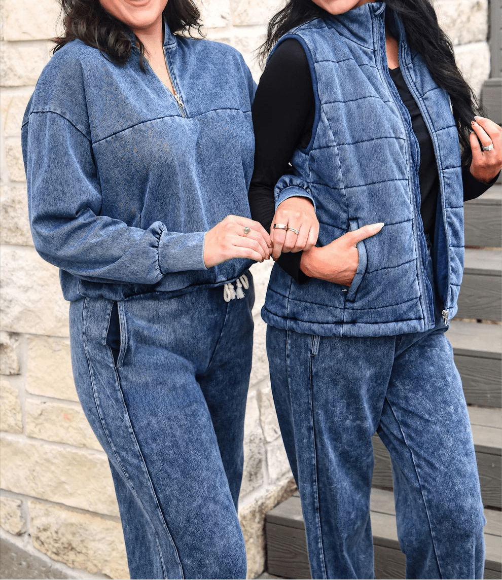 Jess Lea Refined Denim-Look Quilted Puffer Vest (NP) - Nikki &amp; Co. Boutique