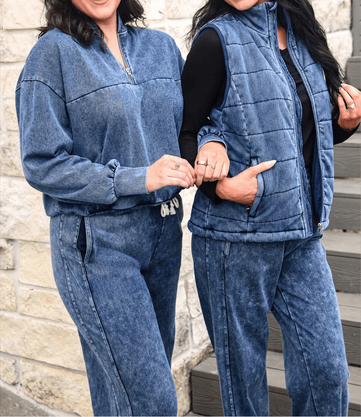 Jess Lea Refined Denim-Look Quilted Puffer Vest (NP) - Nikki &amp; Co. Boutique