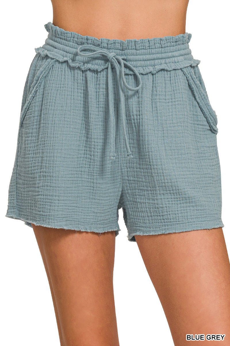 Double Gauze Drawstring Shorts (NP) | Nikki & Co. Boutique