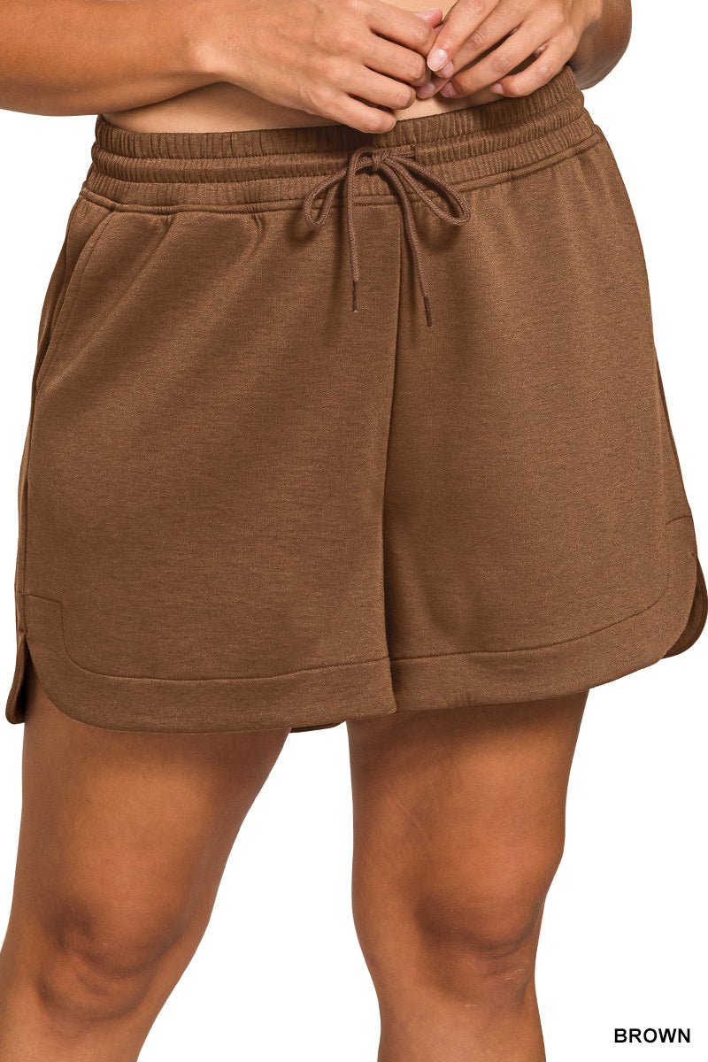 Scuba Elastic Waistband Shorts with Pockets (NP) | Nikki & Co. Boutique