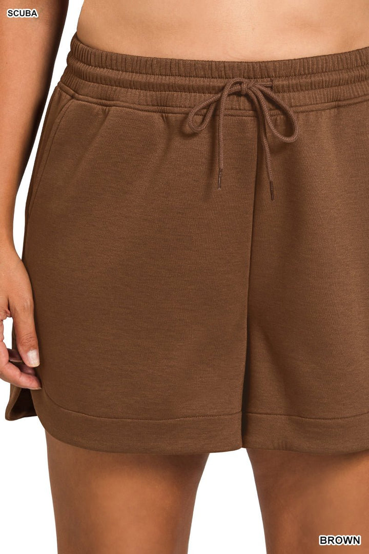 Scuba Elastic Waistband Shorts with Pockets (NP) | Nikki &amp; Co. Boutique
