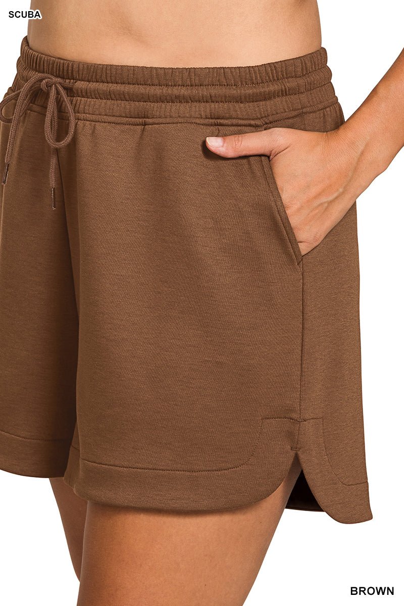Scuba Elastic Waistband Shorts with Pockets (NP) | Nikki &amp; Co. Boutique