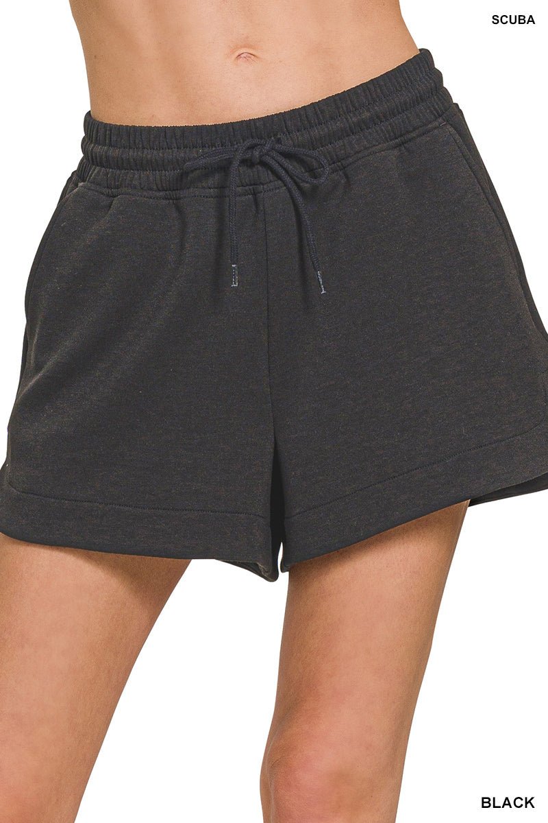 Scuba Elastic Waistband Shorts with Pockets (NP) | Nikki &amp; Co. Boutique
