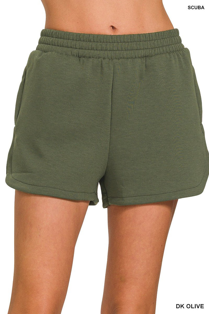 Scuba Elastic Waistband Dolphin Shorts w/Pockets (NP) | Nikki &amp; Co. Boutique