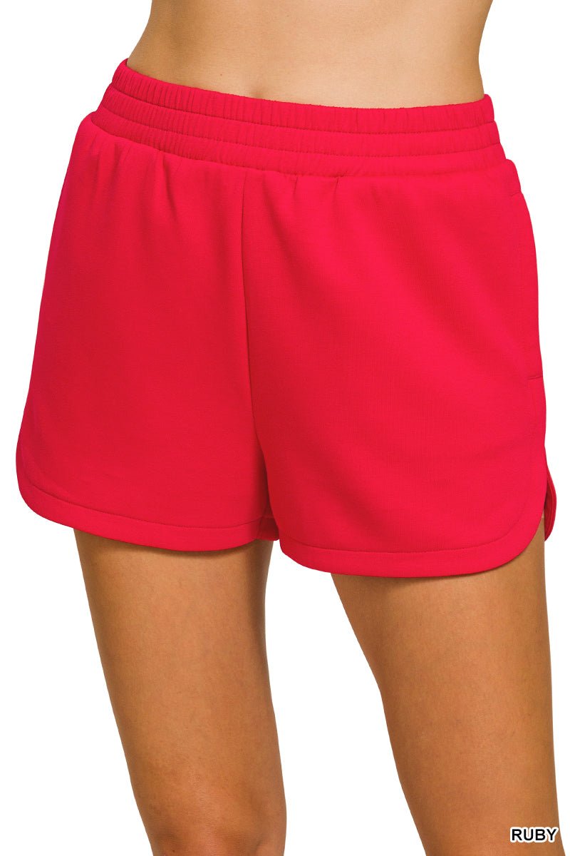 Scuba Elastic Waistband Dolphin Shorts w/Pockets (NP) | Nikki & Co. Boutique