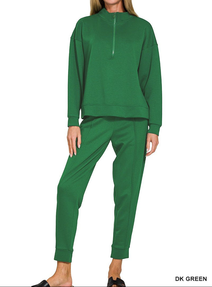 Zenana Scuba Half-zip Pullover Jogger Set (NP) - Nikki &amp; Co. Boutique