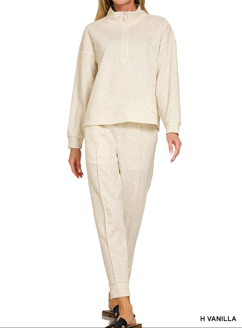 Zenana Scuba Half-zip Pullover Jogger Set (NP) - Nikki &amp; Co. Boutique