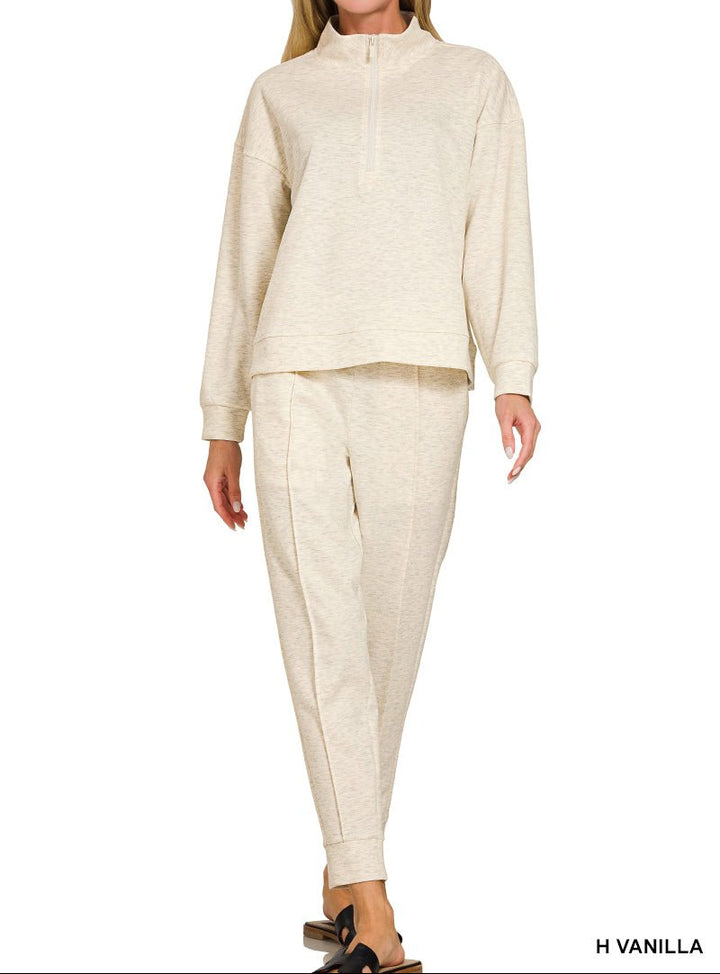 Zenana Scuba Half-zip Pullover Jogger Set (NP) - Nikki &amp; Co. Boutique