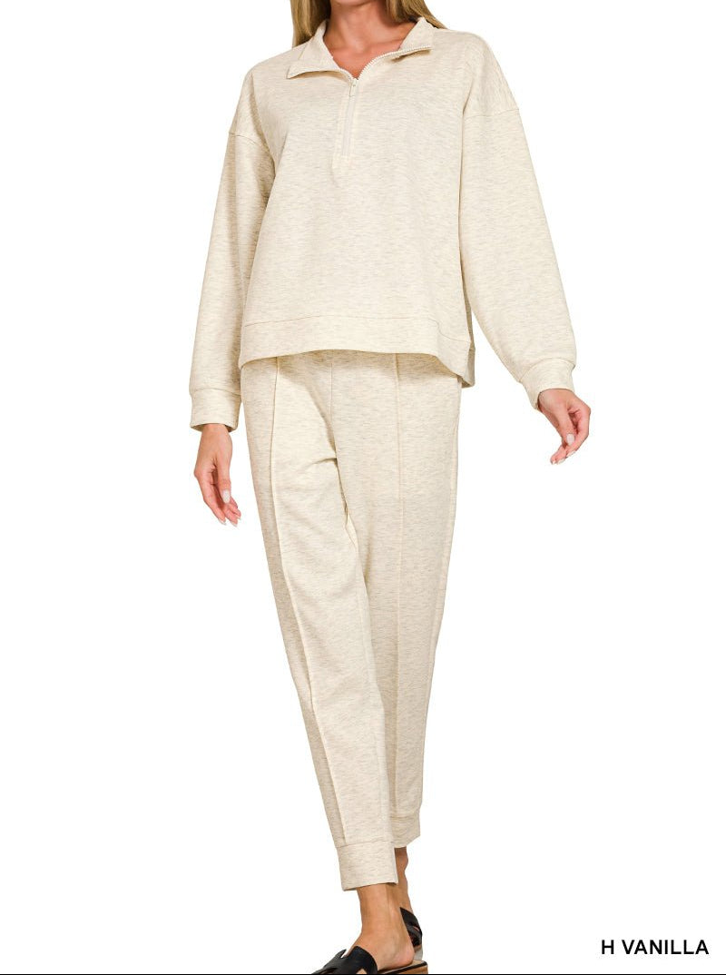 Zenana Scuba Half-zip Pullover Jogger Set (NP) - Nikki &amp; Co. Boutique