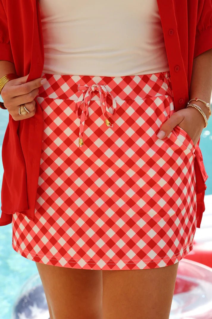 Red Diagonal Gingham Skort (NP) - Nikki &amp; Co. Boutique