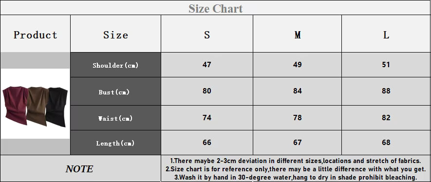 Summer Asymmetric Tank Women Wine Red/Brown/Black Ruched Sleeve Office&Party Tops Breathable Stretchy Slim Fit Streetwear