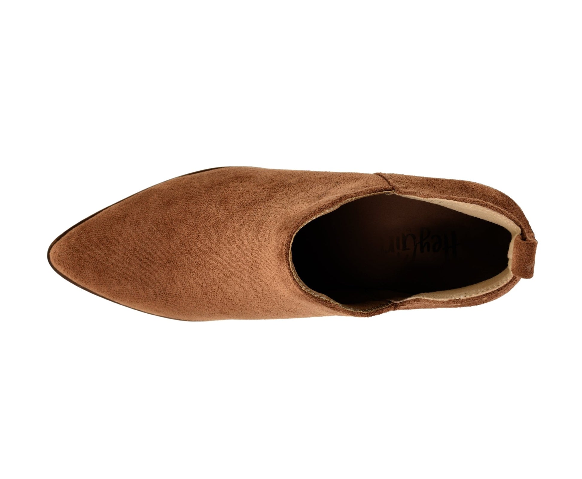 Brown suede slip-on shoe on a white background