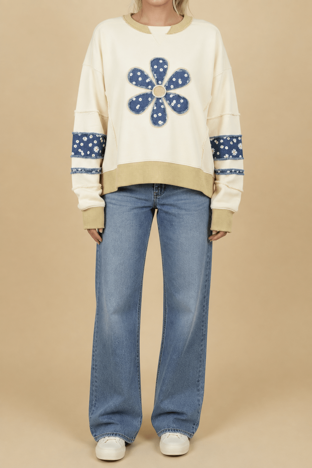 Heimish - Oversized Daisy Patch Sweatshirt (NP) - Nikki & Co. Boutique