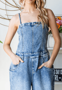 Oli & Hali (NP) - Washed stretch denim overalls - Nikki and Co Boutique