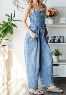 Oli &amp; Hali (NP) - Washed stretch denim overalls | Nikki &amp; Co. Boutique