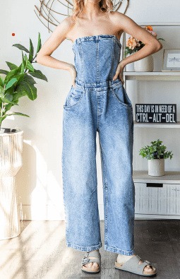 Oli &amp; Hali (NP) - Washed stretch denim overalls | Nikki &amp; Co. Boutique