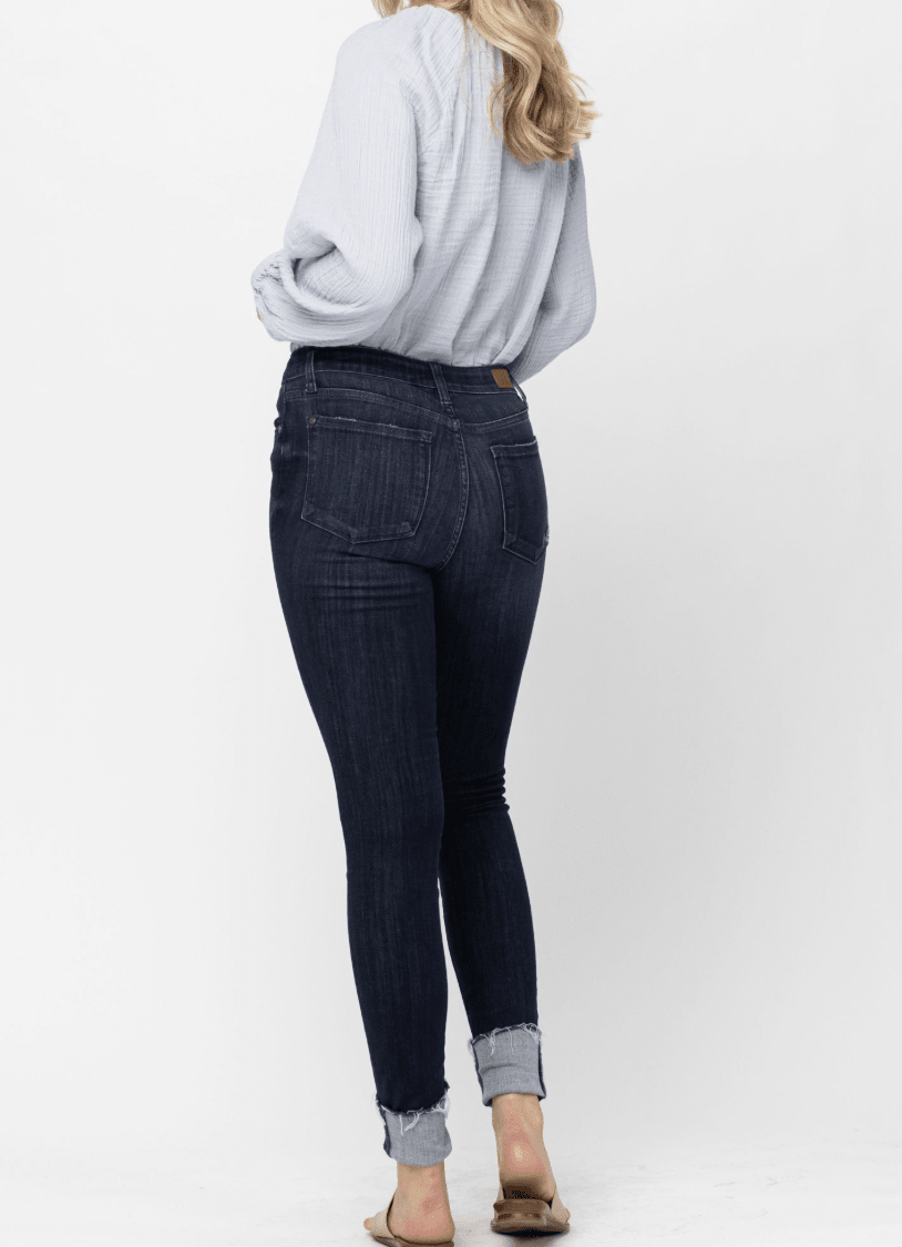 Judy Blue Mid-Rise Cuffed Long Inseam Skinny Jeans (NP) - Nikki &amp; Co. Boutique