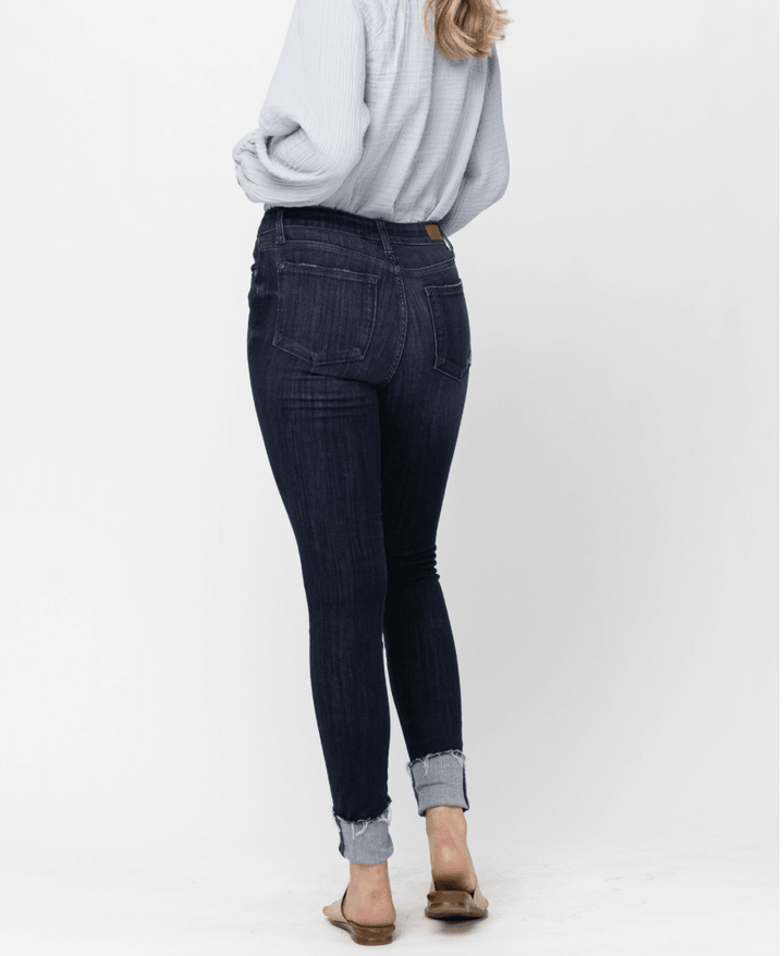 Judy Blue Mid-Rise Cuffed Long Inseam Skinny Jeans (NP) - Nikki &amp; Co. Boutique