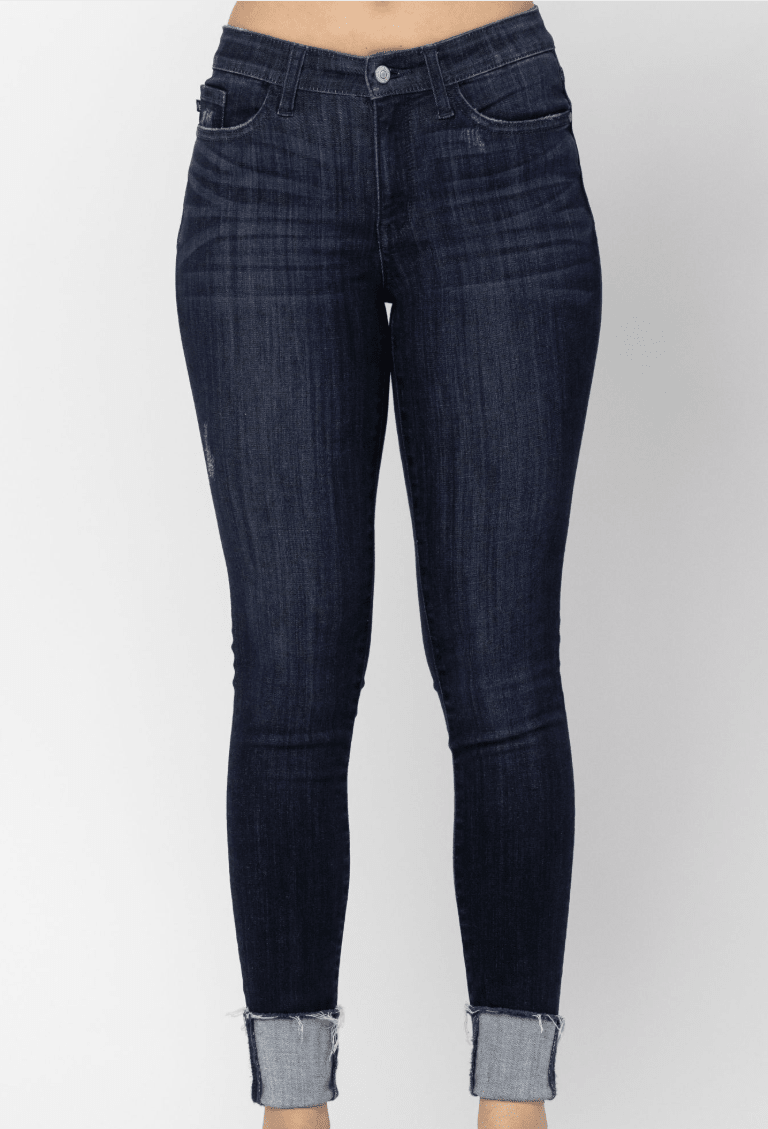 Judy Blue Mid-Rise Cuffed Long Inseam Skinny Jeans (NP) - Nikki &amp; Co. Boutique