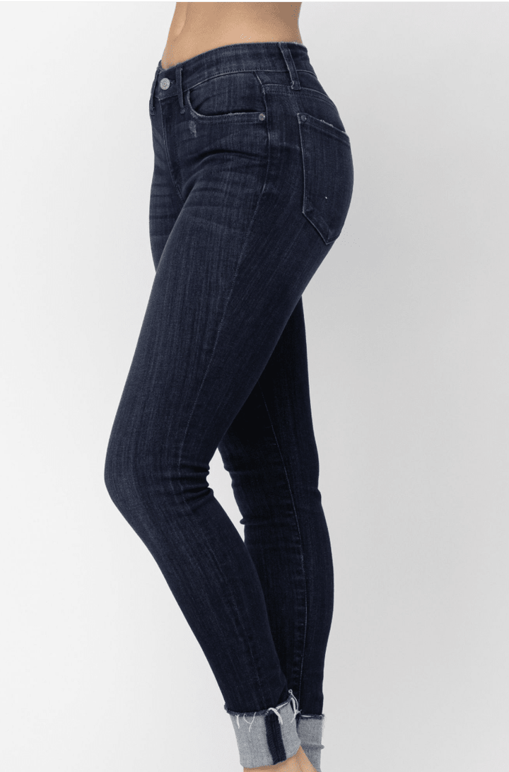 Judy Blue Mid-Rise Cuffed Long Inseam Skinny Jeans (NP) - Nikki &amp; Co. Boutique